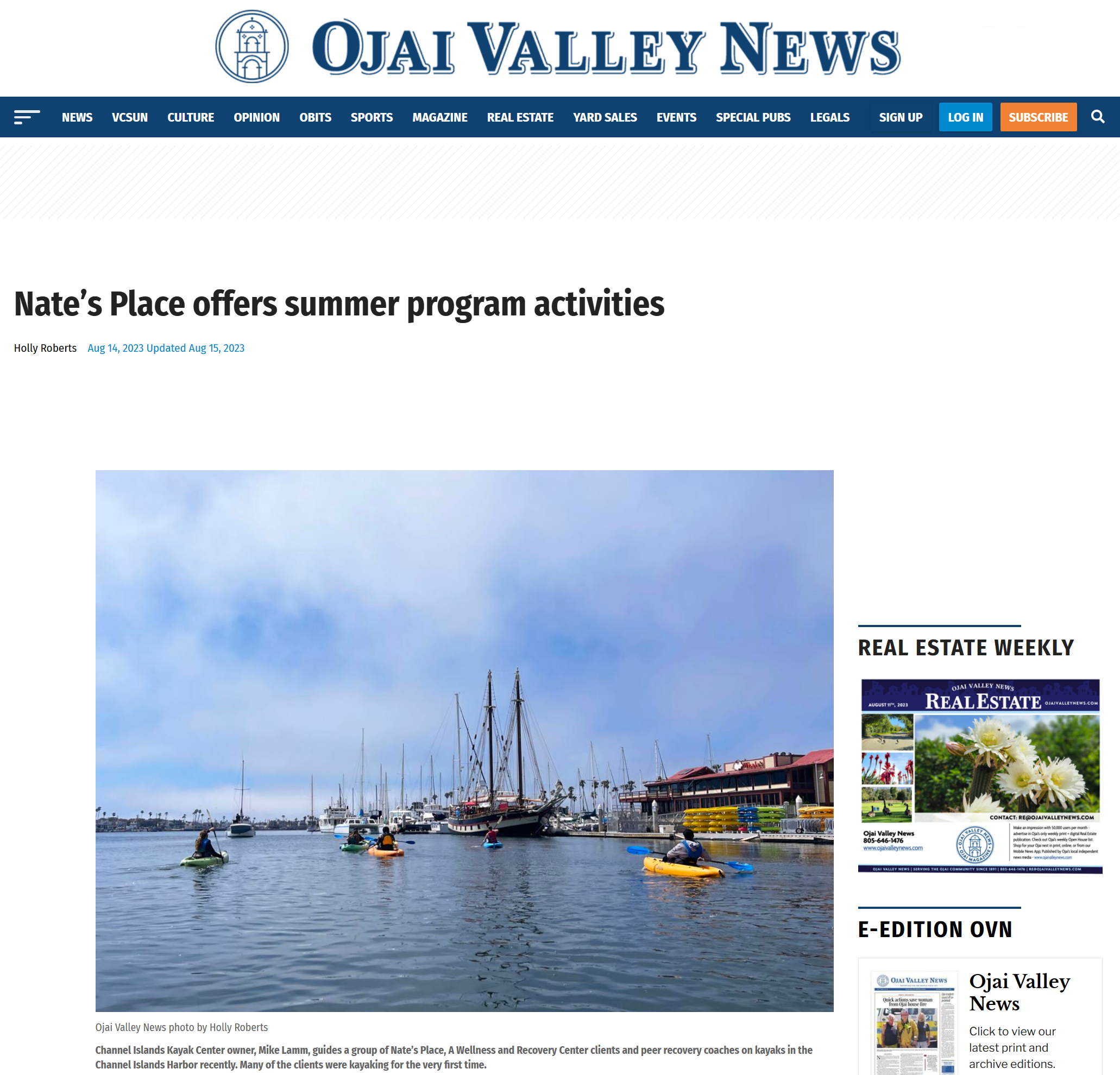 Newspaper photo kayaking